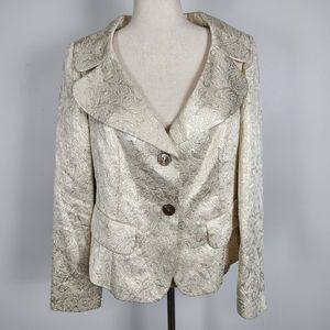 NWOT Jones New York Collection Cream Gold Metallic Blazer Suit Jacket Size 10